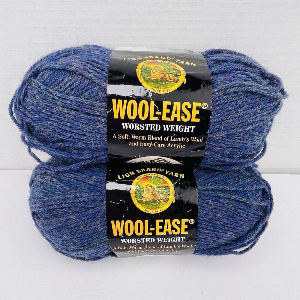 2 Pack Lion Brand Yarn Wool Ease 115 BLUE MIST Worsted Weight 3 oz 197 yards